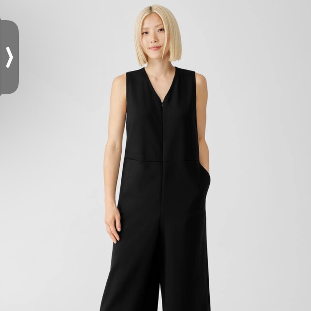 Eileen Fisher Washable Flex Ponte V- Neck Jumpsuit - Picture 10 of 10